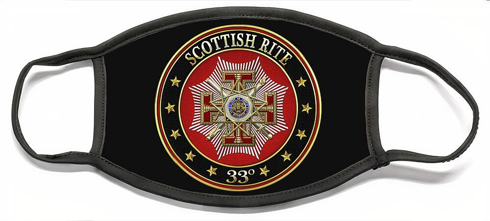 'scottish Rite' Collection By Serge Averbukh Face Mask featuring the digital art 33rd Degree - Inspector General Jewel on Black Leather by Serge Averbukh