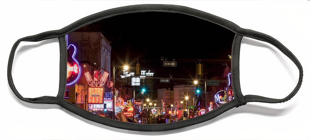 Memphis Face Mask featuring the photograph Beale Street in Downtown Memphis Tennessee #4 by Anthony Totah