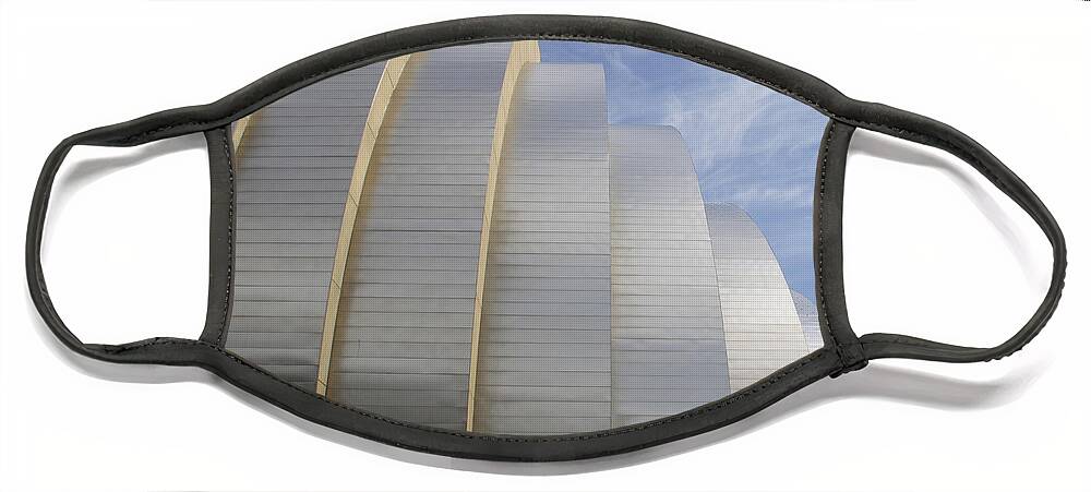 Abstract Building Face Mask featuring the photograph Kauffman Center for Performing Arts #4 by Mike McGlothlen