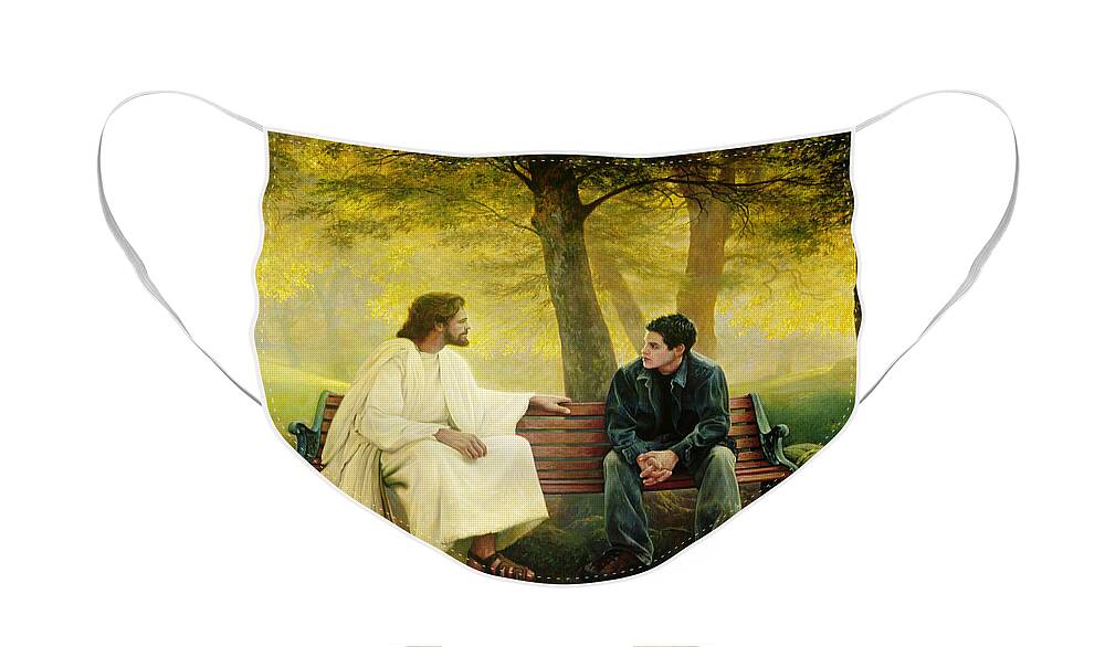 Jesus Face Mask featuring the painting Lost and Found by Greg Olsen