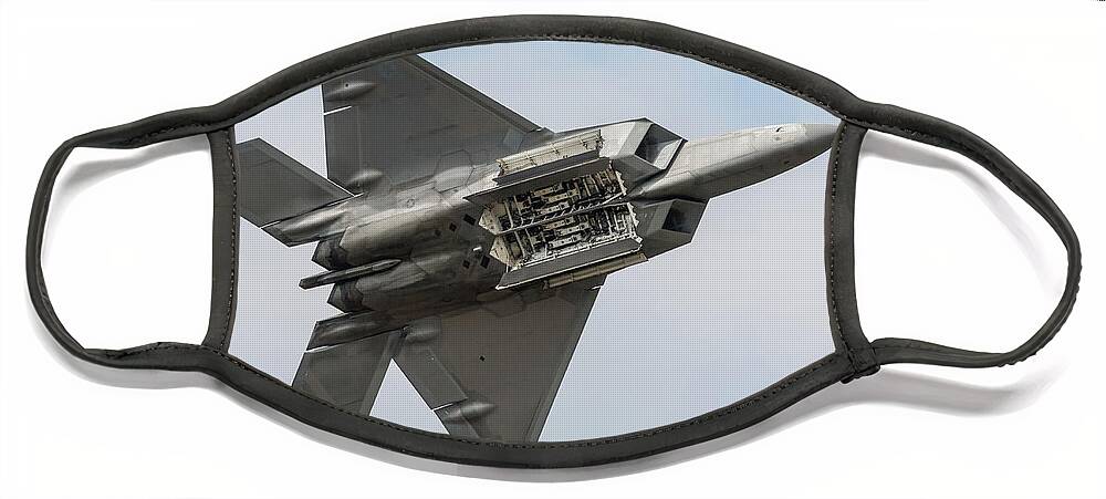 F-22 Face Mask featuring the digital art F-22 Raptor #5 by Airpower Art