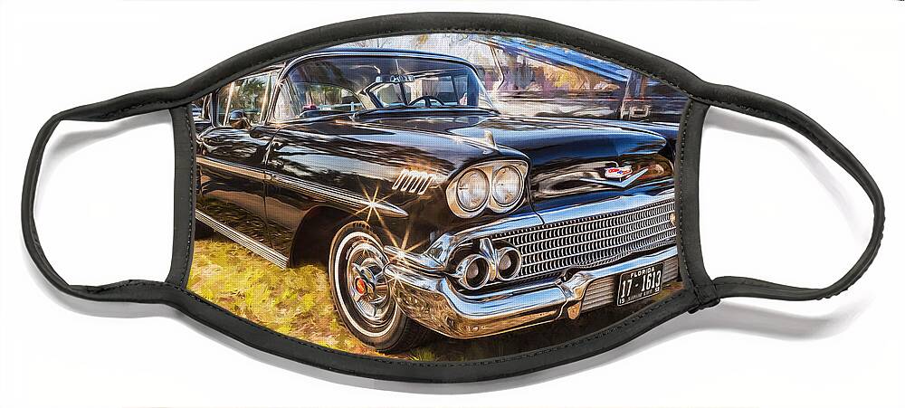 1958 Chevrolet Face Mask featuring the photograph 1958 Chevrolet Bel Air Impala Painted #6 by Rich Franco