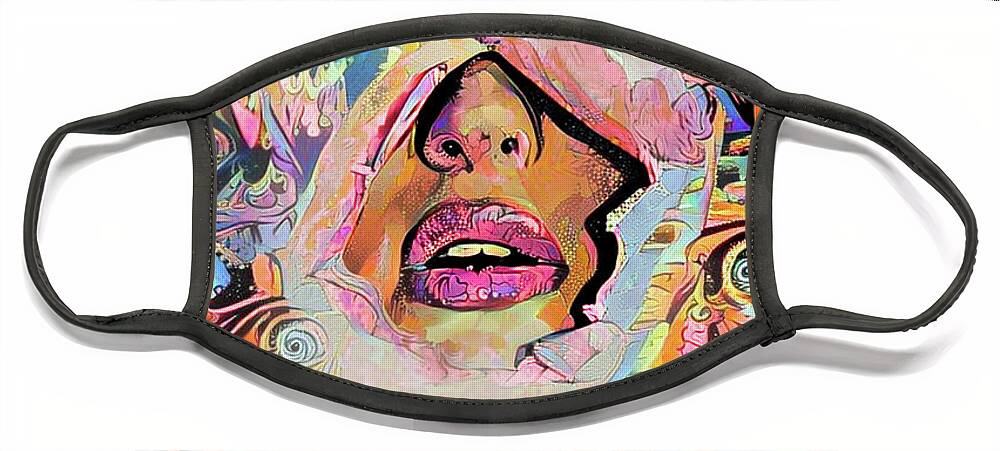 Anonymous Face Mask featuring the digital art Hidden Face with Lipstick #6 by Amy Cicconi