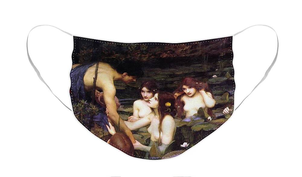 John William Waterhouse Face Mask featuring the painting Hylas And The Nymphs #6 by John William Waterhouse