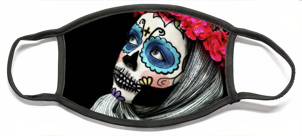 Dia De Muertos Face Mask featuring the photograph Dia de Muertos - Las Catrinas by Marisol VB