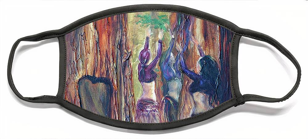 Face Mask Face Mask featuring the painting Forest Dancers by Sofanya White