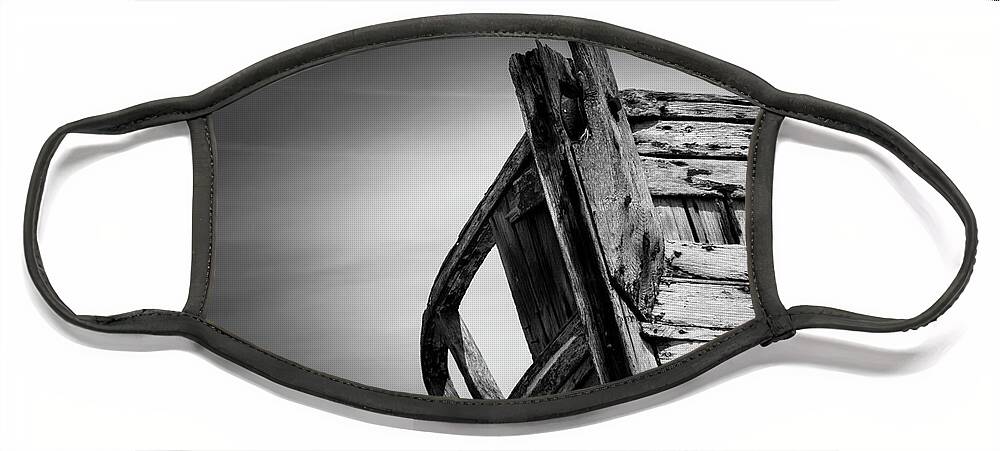 Dungeness Face Mask featuring the photograph Old Abandoned Boat Landscape BW by Rick Deacon