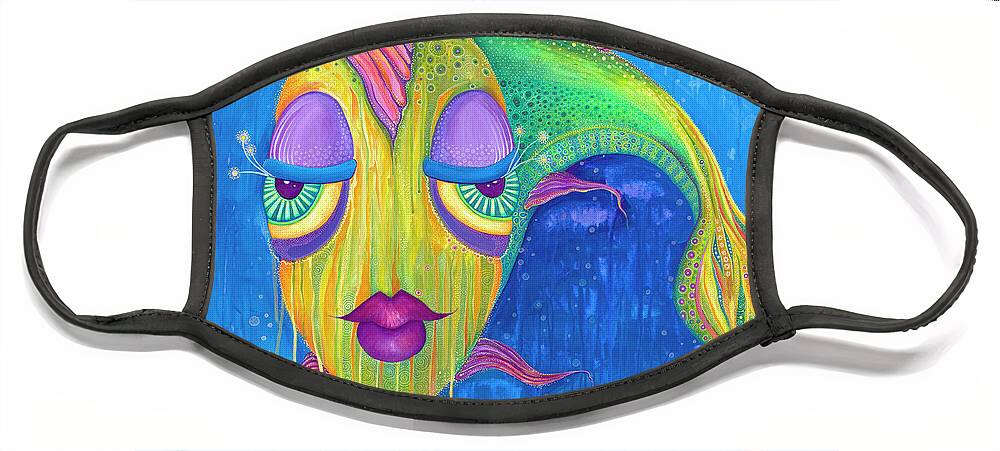 Fish Face Mask featuring the painting A Beautiful Shade of Broken by Tanielle Childers
