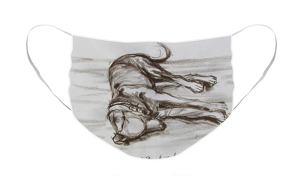 Puppy Face Mask featuring the drawing A Big Puppy by Sukalya Chearanantana