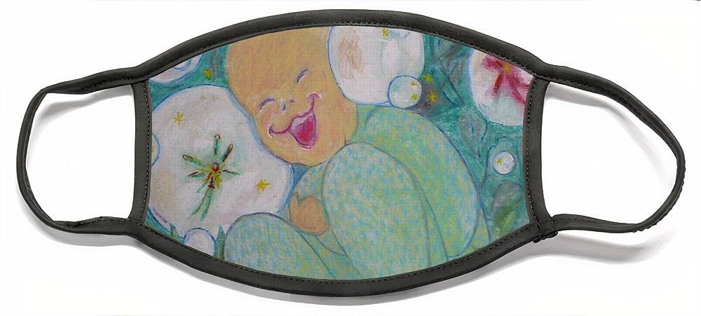 Painting Face Mask featuring the painting A Childs First Laugh by Todd Peterson