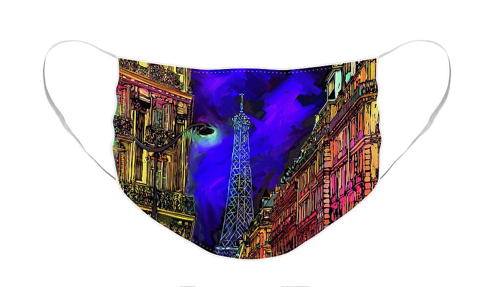 Landscape Face Mask featuring the painting A Corner in Paris by DC Langer