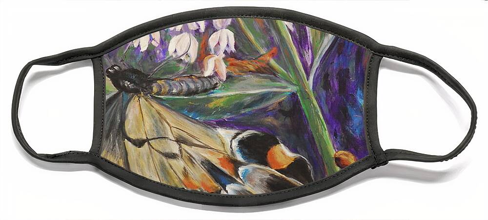 Butterfly Face Mask featuring the painting A Different View by Bonnie Peacher