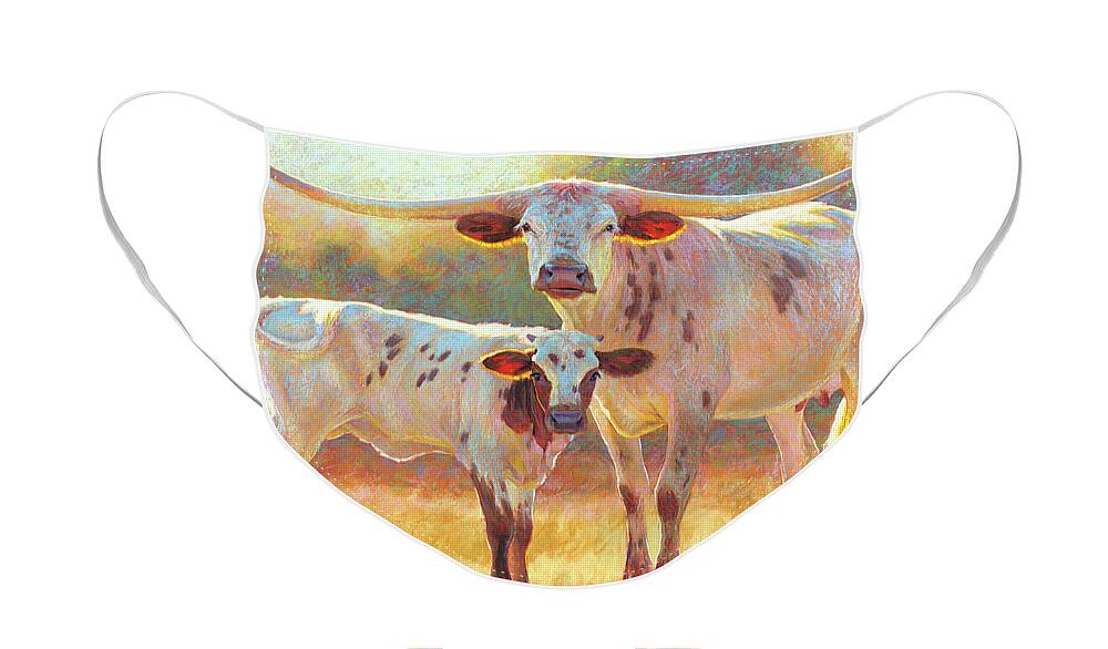 Longhorn Face Mask featuring the pastel A Future Promise by Rita Kirkman