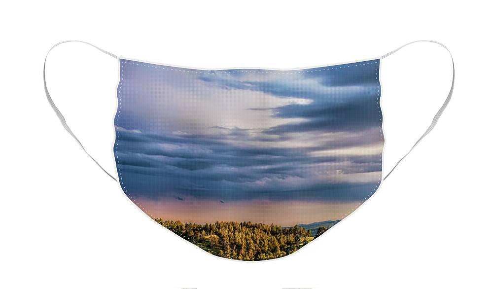 Clouds Face Mask featuring the photograph A Glance at the Top by Steve Sullivan