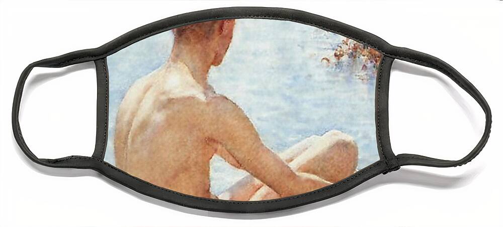 Holiday Face Mask featuring the painting A Holiday by Henry Scott Tuke