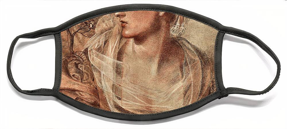 Frederick Sandys Face Mask featuring the drawing A Lady in Shakespearean Costume by Frederick Sandys