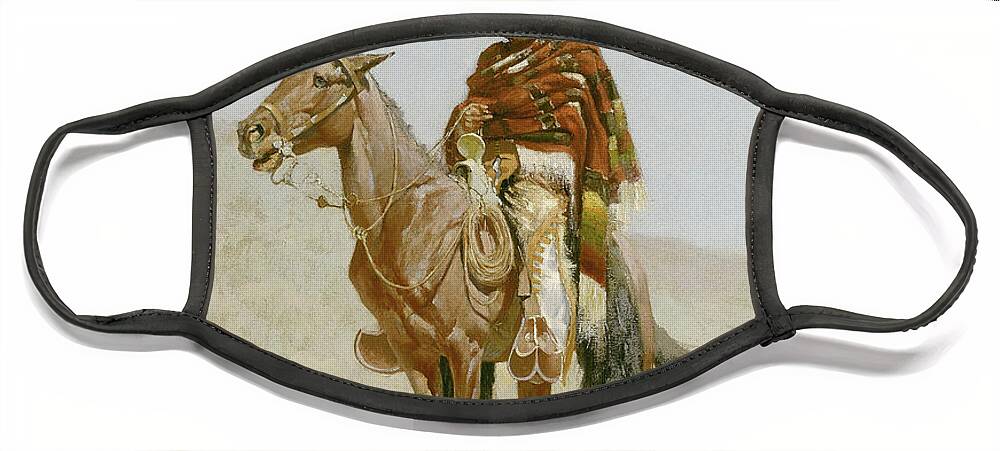 Remington Face Mask featuring the painting A Mexican Vaquero by Frederic Remington