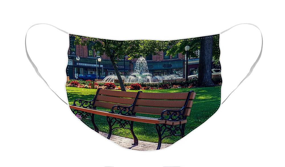  Face Mask featuring the photograph A seat in the park. by Kendall McKernon