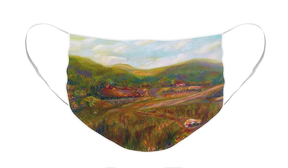 Meadow Face Mask featuring the painting A Special Place by Claire Bull