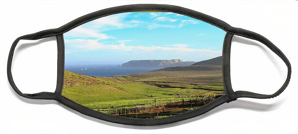 Point Reyes C Ranch Face Mask featuring the photograph A View from C Ranch to Drakes Estero Point Reyes by Bonnie Follett