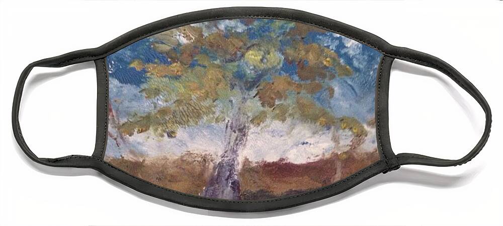 Landscape Face Mask featuring the painting A Windy Day by Angela Weddle
