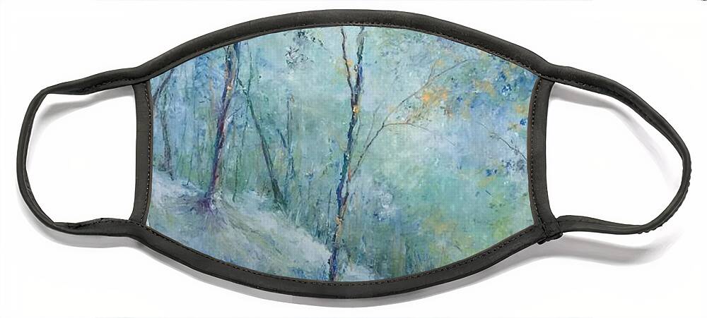 Oil Pastel Face Mask featuring the painting A Winter's Walk by Robin Miller-Bookhout