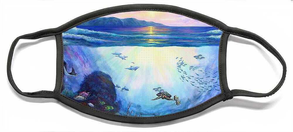Large Sea Painting Face Mask featuring the painting A World Apart by Lynne Pittard