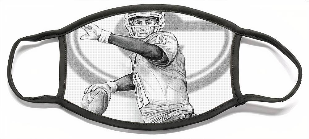Aaron Murray Face Mask featuring the drawing Aaron Murray by Greg Joens