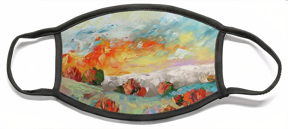 Painting Face Mask featuring the painting Ablaze by Linda Monfort