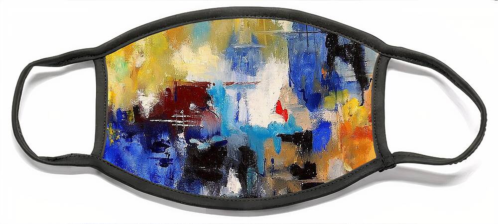 Abstract Face Mask featuring the painting Abstract 6791070 by Pol Ledent