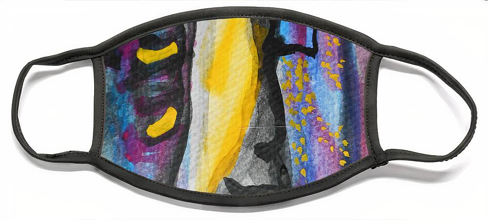 Katerina Stamatelos Face Mask featuring the painting Abstract-8 by Katerina Stamatelos