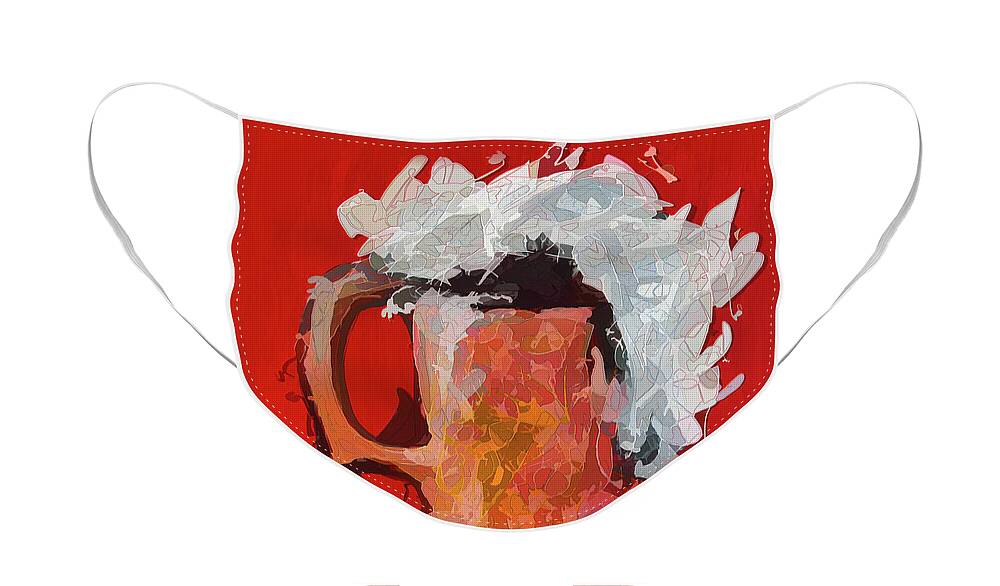  Face Mask featuring the digital art Abstract Beer by OLena Art
