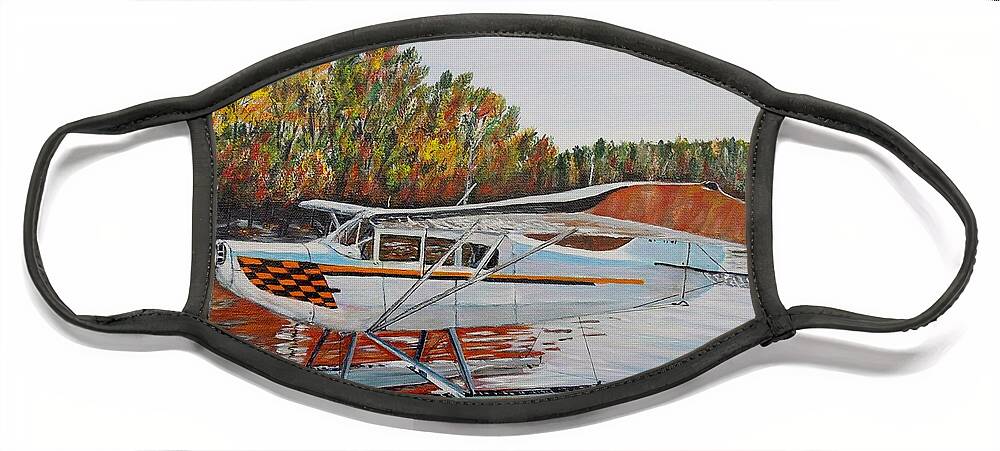 Aeronca Chief Float Plane Face Mask featuring the painting Aeronca Super Chief 0290 by Marilyn McNish