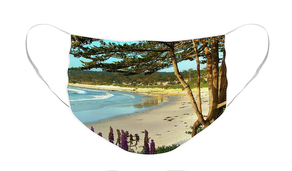 Carmel-by-the-sea Face Mask featuring the photograph Afternoon on Carmel Beach by Charlene Mitchell