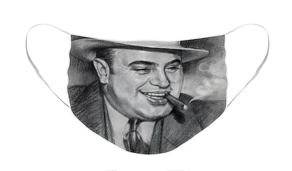 Al Capone Face Mask featuring the drawing Al Capone by Ylli Haruni