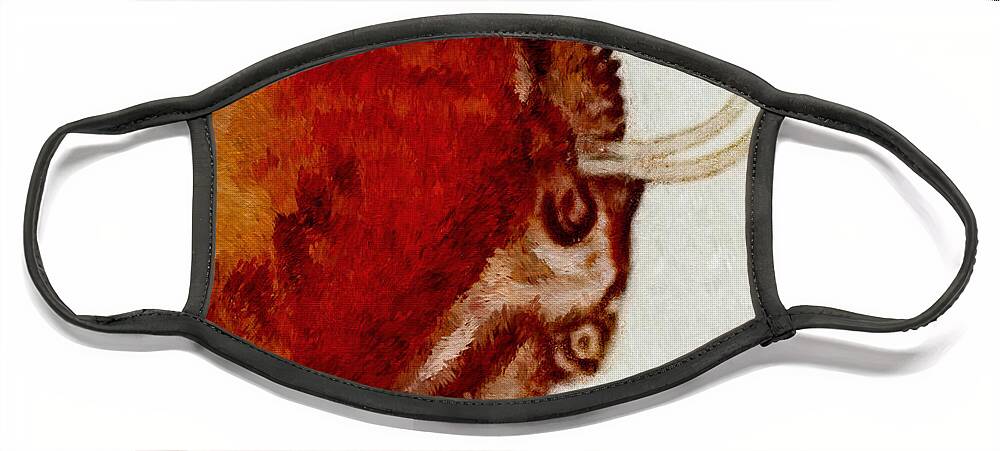 Altamira Face Mask featuring the digital art Altamira Prehistoric Bison Detail by Weston Westmoreland