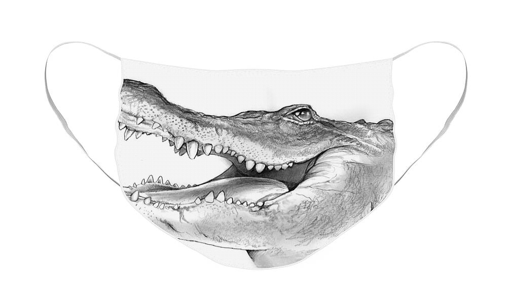 American Alligator Face Mask featuring the drawing American Alligator by Greg Joens