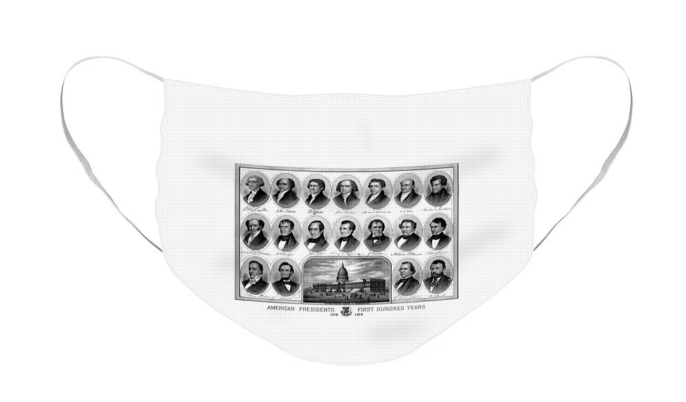 Us Presidents Face Mask featuring the mixed media American Presidents First Hundred Years by War Is Hell Store