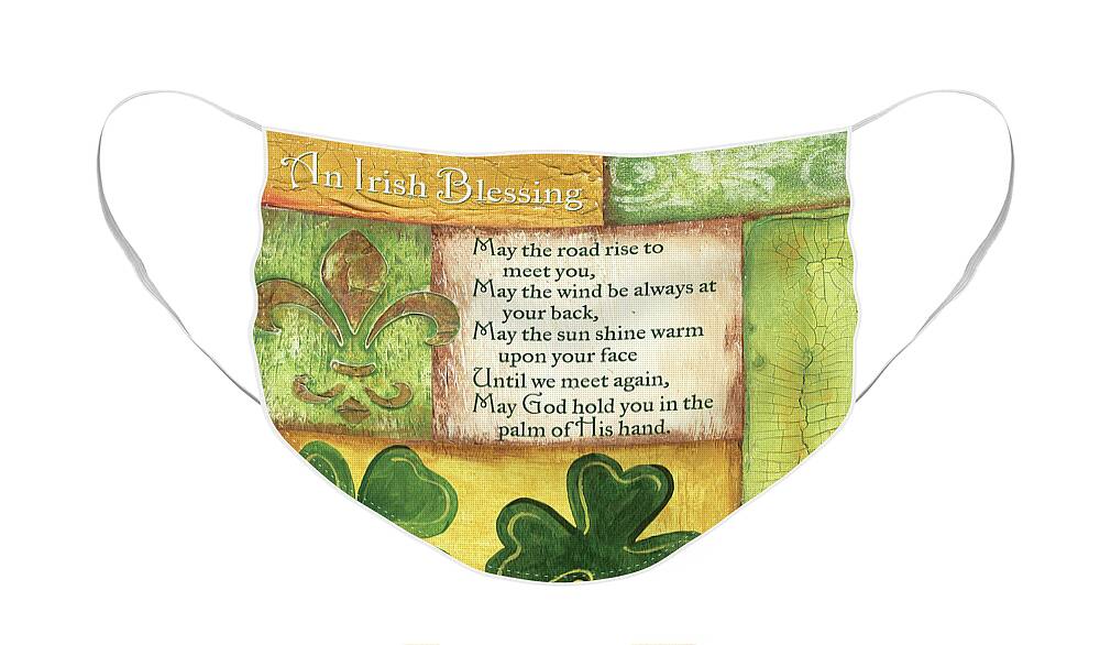 Irish Face Mask featuring the painting An Irish Blessing by Debbie DeWitt