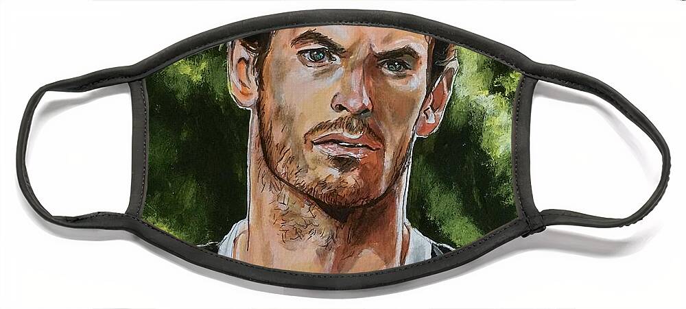 Andy Murray Face Mask featuring the painting Andy Murray by Joel Tesch