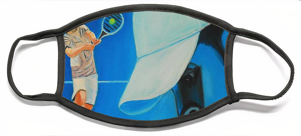 Andy Face Mask featuring the painting Andy Roddick by Quwatha Valentine