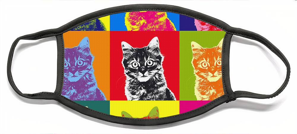 Warhol Face Mask featuring the photograph Andy Warhol Cat by Warren Photographic