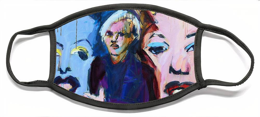 Andy Warhol Face Mask featuring the painting Andy's Monsters by Les Leffingwell