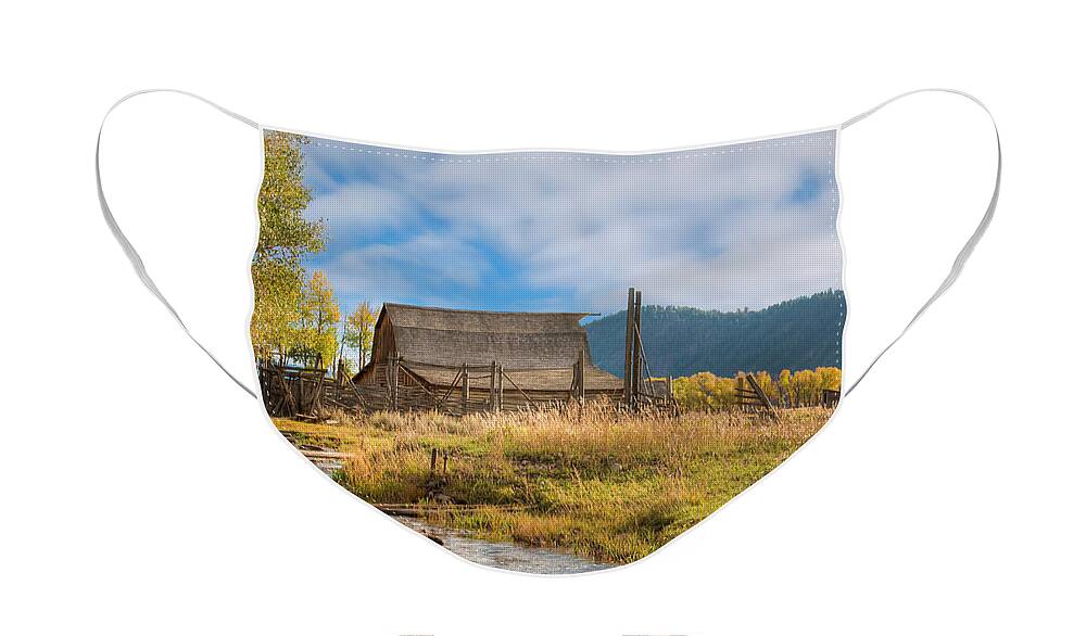 Mormon Row Barn Face Mask featuring the photograph Antelope Flats Barn 0737 by Kristina Rinell