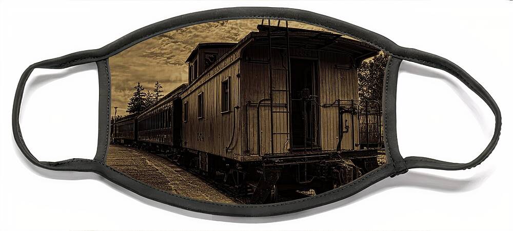 Sepia Face Mask featuring the photograph Antique Iron Range Caboose by Dale Kauzlaric