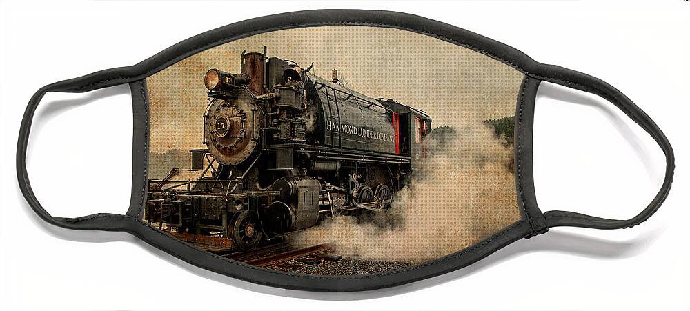 Mt Rainier Scenic Railroad Face Mask featuring the photograph Antique Locomotive by Mary Jo Allen