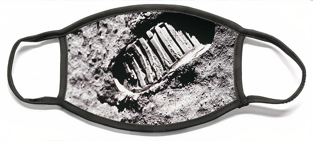 Astronomy Face Mask featuring the photograph Apollo 11 Footprint on the Moon by NASA Science Source