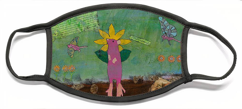 Rat Face Mask featuring the mixed media April Showers by Dawn Boswell Burke