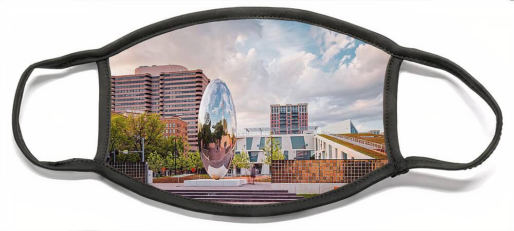 Downtown Face Mask featuring the photograph Architectural Photograph of Anish Kapoor Cloud Column at the Glassell School of Art - MFA Houston by Silvio Ligutti