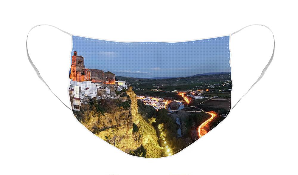 Travel Face Mask featuring the photograph Arcos de la Frontera View from Parador Nacional Cadiz Spain by Pablo Avanzini